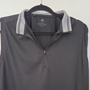 adidas Men's Black Half-Zip Polo with Gray-Trim Collar